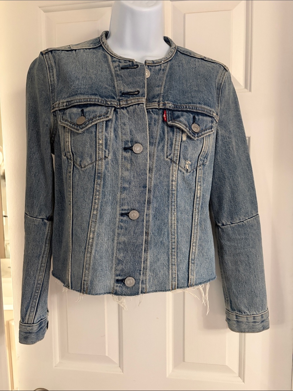Levi's Light Blue Collarless Denim Trucker Jacket